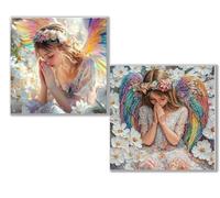 Dooqon 2 pcs Diamond Painting ala chica, 5D Diamond Painting Kit Completo, Kit DIY de Pintura Diamante con Diseño de Mosaico, Cuadro Diamantes Manualidades Adultos para Decoración Casa 60x60cm 0D-85