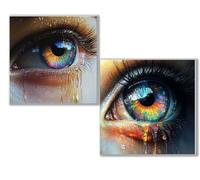 Dooqon 2 pcs Diamond Painting Ojo mujer, 5D Diamond Painting Kit Completo, Kit DIY de Pintura Diamante con Diseño de Mosaico, Cuadro Diamantes Manualidades Adultos para Decoración Casa 60x60cm 0D-937