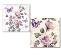 Dooqon 2 pcs Diamond Painting rosa flor, 5D Diamond Painting Kit Completo, Kit DIY de Pintura Diamante con Diseño de Mosaico, Cuadro Diamantes Manualidades Adultos para Decoración Casa 30x30cm 0D-158