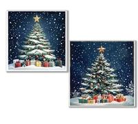 Dooqon Diamond Painting Kit Completo, 5D Kits de Pintura de Diamantes, 2 pcs Diamante Pintura árbol Navidad Nieve, DIY Diamond Painting para Niños y Adultos, Decoración Hogar Regalo 25x25cm 0D-851