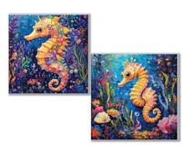 Dooqon Diamond Painting Kit Completo, 5D Kits de Pintura de Diamantes, 2 pcs Diamante Pintura caballito de mar lindo, DIY Diamond Painting para Niños y Adultos, Decoración Hogar Regalo 50x50cm 0D-221