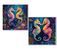 Dooqon Diamond Painting Kit Completo, 5D Kits de Pintura de Diamantes, 2 pcs Diamante Pintura caballito de mar alga, DIY Diamond Painting para Niños y Adultos, Decoración Hogar Regalo 35x35cm 0D-219