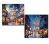 Dooqon Diamond Painting Kit Completo, 5D Kits de Pintura de Diamantes, 2 pcs Diamante Pintura Ciudad arquitectura, DIY Diamond Painting para Niños y Adultos, Decoración Hogar Regalo 50x50cm 0D-76