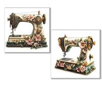 Dooqon Diamond Painting Kit Completo, 5D Kits de Pintura de Diamantes, 2 pcs Diamante Pintura máquina coser flor, DIY Diamond Painting para Niños y Adultos, Decoración Hogar Regalo 25x25cm 0D-168