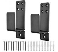 Door Barricade Brackets,AINAFIX 2 Pack Drop Open Bar Holder for Home Security, 2x4 Bar Brackets Prevent Unauthorized Entry, Carbon Steel,Black