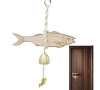 Door Bell, Rustic Wooden Chime, Decorative Doorbell with Fish Design, Easy to Install Anywhere, Home Decor for Apartment, Cafe, Room Welcome, Dorm, Studios, Shops, 7.87x1.57 Inches