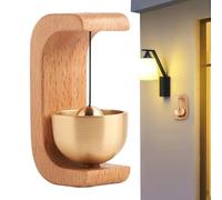 Door Chime Bell - Natural Wood, Brass, Magnet, Adhesive, Entry System