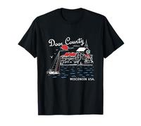 Door County Skyline Velero Wisconsin Vintage Retro Viaje Camiseta
