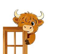 Door Frame Decor - 8 Inch Waterproof Wood Peeking Cow Sign | Adhesive Door Frame Decoration for Bathroom, Hallway, Bedroom, Entryway, and Housewarming Gift