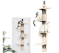 Door Hanging Cat Shelf, 4-Levels Over Door Cat Climber for Indoor Cats, Cat Tree Door Mounted Cat Climber with Shelves, Climber Tower, Pet Jump Shelf