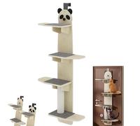 Door Hanging Cat Shelf, 4-Tier Door Hanging Cat Tree, Pet Climber Shelf with Scratching Mat, for Indoor Cats (Panda)