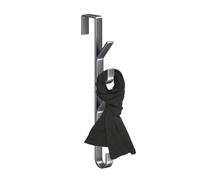 Door Hooks, Space Savers, Steel Organizers, Carbon Steel Construction, Vertical Multi Hook Design, for Clothes Towels Bags Entrance Bathrooms Closets, Gray 2 Sizes