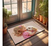 Door Matt Girl And Dog: A Heartwarming Bond - Felpudo para hombre, cueva, decoración de porche de primavera (50 x 80 cm)