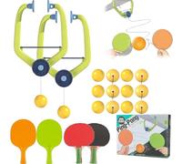 Door Ping Pong Game, Doorway Ping Pong, Door Jam Ping Pong, Indoor and Outdoor Adjustable Hanging Table Tennis Trainer Portable Set with 2 Racket and 6 Balls Exerciser Active for Ages 6+ (Mix)