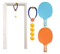 Door Pong Game 14,9 x 6 x 28 cm PVC, marco de puerta ajustable, entrenador de tenis portátil, incluye 2 raquetas y 4 pelotas, juego deportivo divertido para interiores para familias infantiles