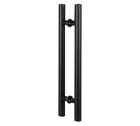 Door Pull Handle Sliding Barn Door Handle Glass Door Handle, H Shape Double Sided Long Door Pulls for Bathroom Restaurant Hotel Office Coffee House, Black Sliver Gold(Black#2,Length 100cm(39.4inch))