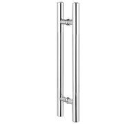 Door Pull Handle Sliding Barn Door Handle Glass Door Handle, H Shape Double Sided Long Door Pulls for Bathroom Restaurant Hotel Office Coffee House, Black Sliver Gold(Silver,Length 100cm(39.4inch))