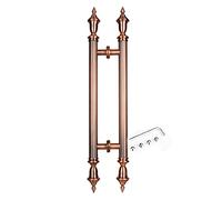 Door Pull, Large Door Pull Handle, Vintage Steel Push Pull Bar Handle Double Sided H Shape, European Round Tube Barn Sliding Door Hardware, with Complete Kit (Color : Gol