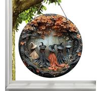 Door Sign Decor, Wooden Hanger Plaques, 7.87x7.87in Compact Halloween Witch Accent, Rustic Festive Design, Authentic Hanging Loop for Entryway, Porch, Patio, Party, Holiday