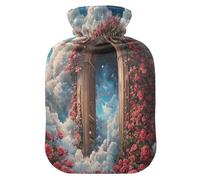 Door to The Sky - Botella de agua caliente con funda de forro polar suave, bolsa de agua caliente para aliviar el dolor de cuello y hombros, terapias frías y calientes, talla L