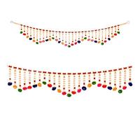 Door Wall Hanging Toran Indian Festival Decoration Bandanwar Garland Colorful Pom Pom Traditional hangings for Home Office Temple Parties New Year Festival Theme Décor Decorations (Size:- 38"X5")