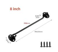 Door Window Hook Black Stainless Steel Window Lock With Safety Switch Cabin Window Hook Door Eye Latch Catch Holder With Screws(Black-8 inch)