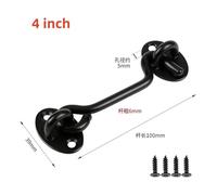 Door Window Hook Black Stainless Steel Window Lock With Safety Switch Cabin Window Hook Door Eye Latch Catch Holder With Screws(Black-4 inch)