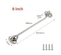 Door Window Hook Black Stainless Steel Window Lock With Safety Switch Cabin Window Hook Door Eye Latch Catch Holder With Screws(Sliver-8 inch)