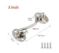 Door Window Hook Black Stainless Steel Window Lock With Safety Switch Cabin Window Hook Door Eye Latch Catch Holder With Screws(Sliver-3 inch)