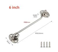 Door Window Hook Black Stainless Steel Window Lock With Safety Switch Cabin Window Hook Door Eye Latch Catch Holder With Screws(Sliver-6 inch)