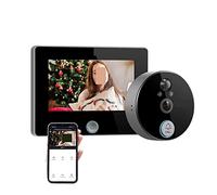 Doorbell Camera, Cámara de timbre de puerta de casa inteligente Tuya con mirilla de vídeo de cámara de 720P/140 ° for puerta pantalla LCD de 4,3 pulgadas 24H detección de movimiento PIR(DOORBELL 64G)