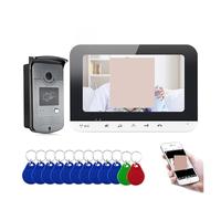 Doorbell Camera, Pantalla de 7 Pulgadas con Cable Videoportero Teléfono Intercomunicador de Entrada 1 Monitor Soporte Tarjeta TF Registro 1 Timbre RFID Cámara HD(1Cam V 1LCD Not TF)