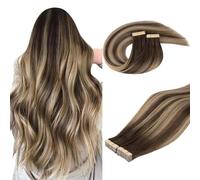 DOORES Adhesives de Cabello Extensions, Balayage Marrón Chocolate a Rubio Miel 60cm 24 Pulgado 100g 40pcs, Remy Tape in Hair Extensions Natural Remy Liso Extensiones