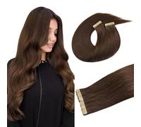 DOORES Extensiones Adhesivas Pelo Humano, 40cm 16 Pulgado 100g 40pcs Marrón Chocolate, Tape in Hair Extensions Human Hair Extension Adhesivas Cabello Natural Pelo Liso