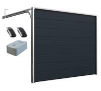 DoorHan Puerta de garaje seccional con accionamiento y transmisor manual | para automontaje | Tamaños seleccionables | (RAL 7016 (Gris antracita), Ancho 3000 mm x Alto 2470 mm)