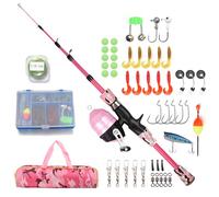 doorslay Caña de pescar y carrete para niños, kit completo de 1,2 m y 1,5 m, caña telescópica con carrete Spincast y ganchos, señuelos giratorios, bolsa de transporte