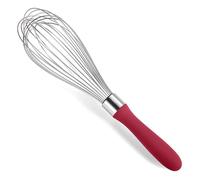Doosu Batidor de globo: Batidor de cocina de acero inoxidable 18/8 para cocinar, batidor manual con 12 alambres resistentes y mango de silicona antideslizante para batir y mezclar (30cm, Rojo)