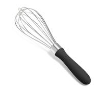 Doosu Batidor de varillas metálicas, de acero inoxidable 18/8, con 6 varillas resistentes y mango de silicona antideslizante para cocinar, batir, mezclar y remover (23 cm, Negro)