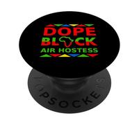 Dope Black Air Anfitriona Orgullosa Carrera de Asistente de Vuelo Negro PopSockets PopGrip Adhesivo