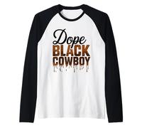 Dope Black Cowboy Rodeo Africano Vaquero Atuendo Urbano Cultura Camiseta Manga Raglan