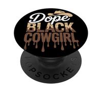 Dope Black Cowgirl Tipografía Goteo Sombrero Western Fusion PopSockets PopGrip Adhesivo