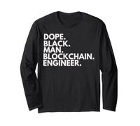 Dope Black Man Ingeniero de Blockchain Orgullo afroamericano Manga Larga