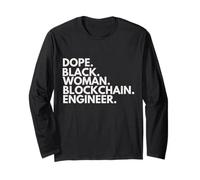 Dope Black Woman Blockchain Ingeniero Orgullo afroamericano Manga Larga
