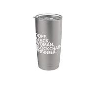 Dope Black Woman Blockchain Ingeniero Orgullo afroamericano Vaso térmico de acero inoxidable de doble pared