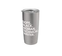 Dope Black Woman Escritora técnica Profesional empoderado Vaso térmico de acero inoxidable de doble pared