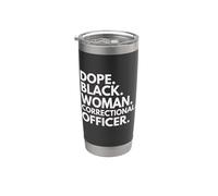 Dope Black Woman Oficial Correccional Mes de la Historia Negra Vaso térmico de acero inoxidable de doble pared