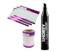 Dope - Hello my name is Sticker - Pack de 50 pegatinas | morado metálico + 1 marcador corto permanente negro | pegatinas de papel para escribir tú mismo