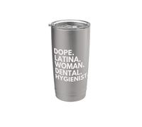 Dope Mujer Latina Higienista Dental Mes de la Herencia Latina Vaso térmico de acero inoxidable de doble pared