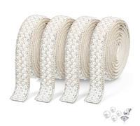 DOPENPSI 4 rollos de cinta de diamantes de imitación de 1,5 cm, autoadhesiva, 4 yardas, cinta de perlas brillantes para bricolaje, manualidades, bodas, cumpleaños, fiestas, decoración