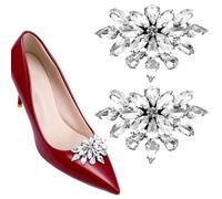 DOPENSPI 1 par de pinzas para zapatos para mujer, clip plateado con diamantes de imitación, decoración de zapatos de cristal, hebilla de cristal desmontable, accesorios brillantes y elegantes para
